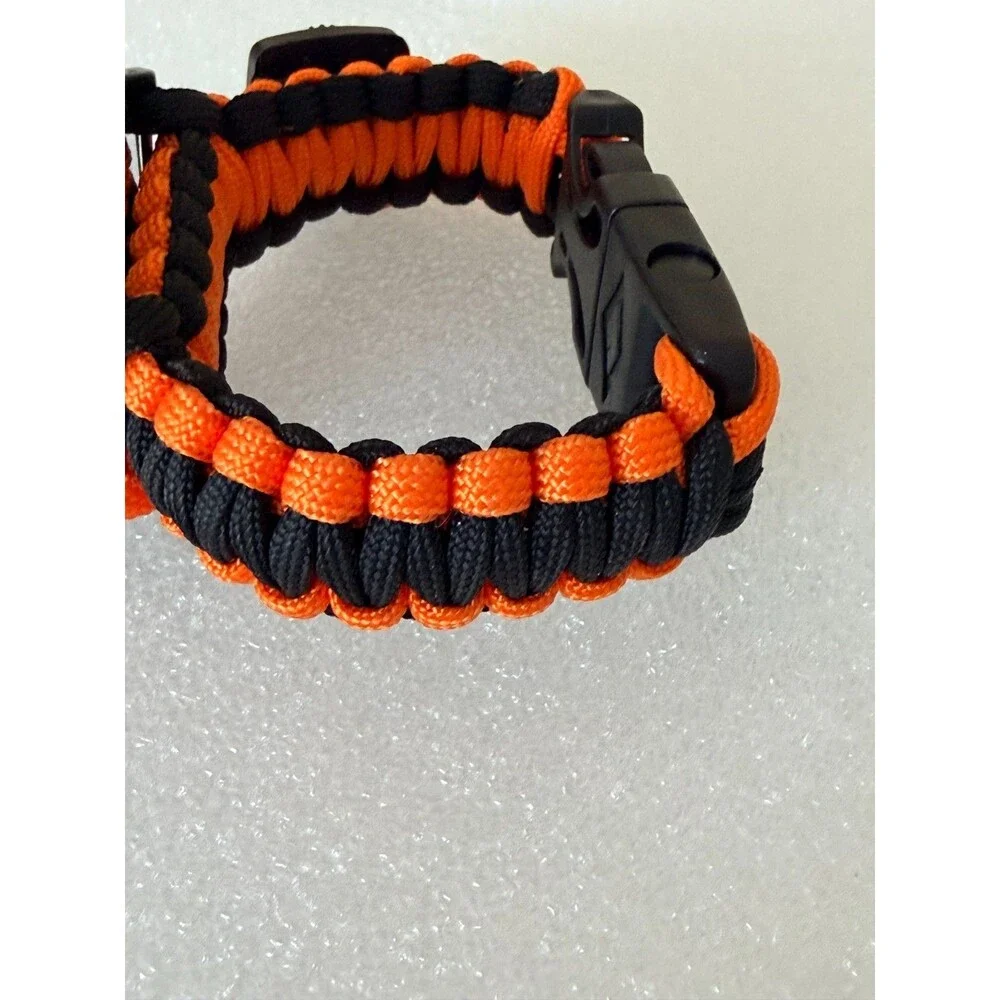 New Paracord Survival Tactical Watch with Compass Whistle & Fire Starter Orange